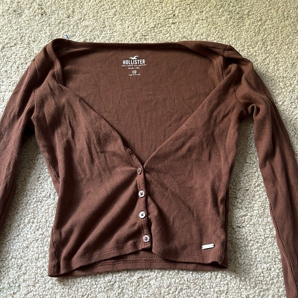 Brown hollister button up top